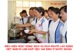 Điều kiện, hồ sơ, thủ tục hoạt động dịch vụ đưa người lao động Việt Nam đi làm giúp việc gia đình ở nước ngoài