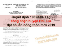 Huyện Phù Cừ (Hưng Yên) được công nhận đạt chuẩn nông thôn mới năm 2019