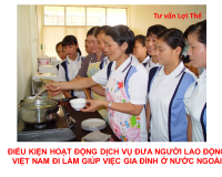 Điều kiện, hồ sơ, thủ tục hoạt động dịch vụ đưa người lao động Việt Nam đi làm giúp việc gia đình ở nước ngoài